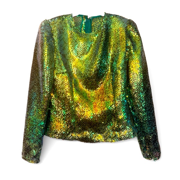 Victor Costa Tops - Vintage Victor Costa Sequined Blouse, Disco, Mermaid, Iridescent